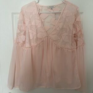 Francesca's Collections Blush Lace Blouse